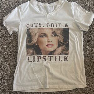 White Graphic T-Shirt with Dolly Parton